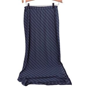 Giorgio Fiorlini Collection Blue Pinstripe Maxi Skirt Medium Made in USA Stretch
